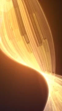 Warm golden abstract light wave with glowing fiber lines, smooth curves, an.. Stock Illustration