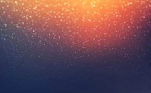 Warm golden bokeh light gradient background with soft glowing particles and dark Stock Illustration
