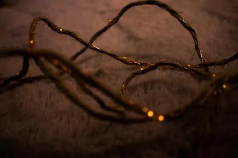 Warm Golden Thread on Soft Texture, Cozy Abstract Light Stock Photos
