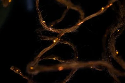 Warm Golden Thread on Soft Texture, Cozy Abstract Light Stock Photos
