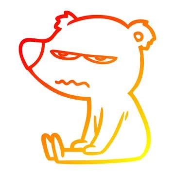 Warm gradient line drawing angry bear cartoon sitting イラスト素材