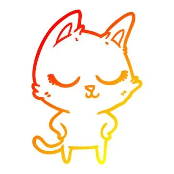 Warm gradient line drawing calm cartoon cat Ilustración de archivo