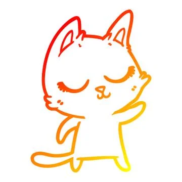 Warm gradient line drawing calm cartoon cat Ilustración de archivo