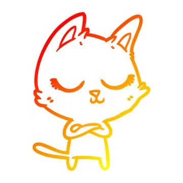 Warm gradient line drawing calm cartoon cat Ilustración de archivo