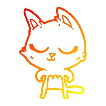 Warm gradient line drawing calm cartoon cat Ilustración de archivo