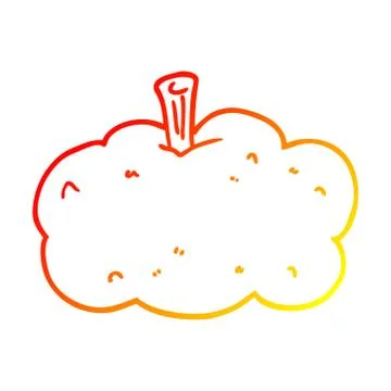 Warm gradient line drawing cartoon pumpkin Illustrazione stock