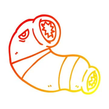 Warm gradient line drawing cartoon monster leech Stock Illustration