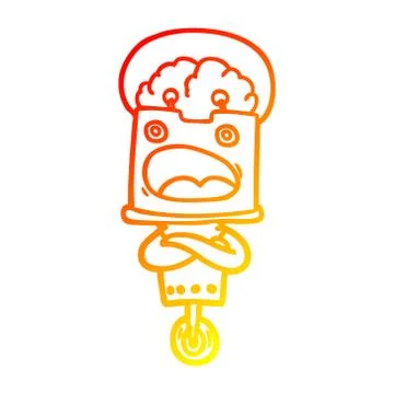 Warm gradient line drawing cartoon robot 스톡 일러스트