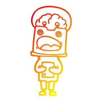 Warm gradient line drawing cartoon robot 스톡 일러스트
