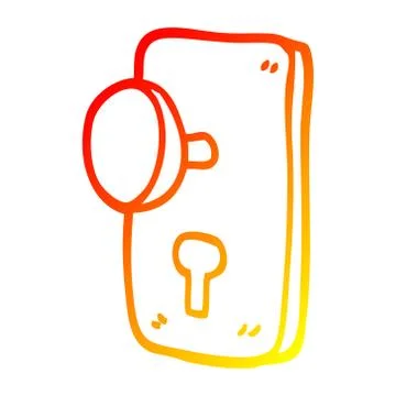 Warm gradient line drawing cartoon door handle Illustration