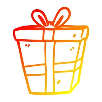Warm gradient line drawing cartoon wrapped present Ilustración de archivo