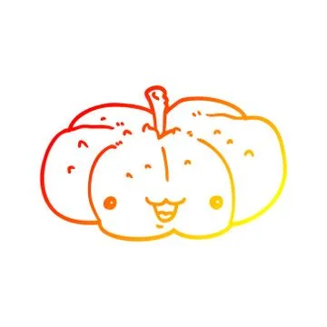 Warm gradient line drawing cartoon pumpkin Illustrazione stock