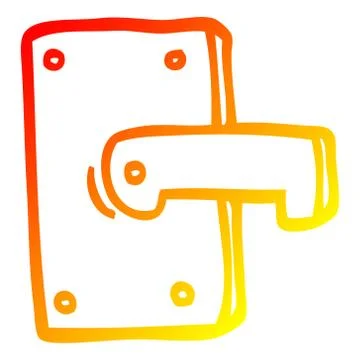 Warm gradient line drawing cartoon metal door handle Illustration