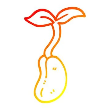 Warm gradient line drawing cartoon seedling Illustration