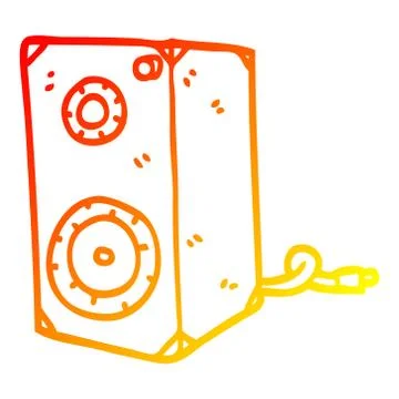Warm gradient line drawing cartoon speaker box Stock Illustration