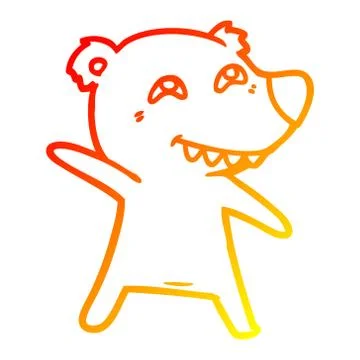 Warm gradient line drawing cartoon bear dancing Illustrazione stock