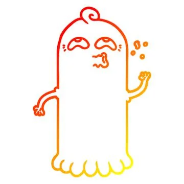 Warm gradient line drawing cartoon ghost Ilustración de archivo