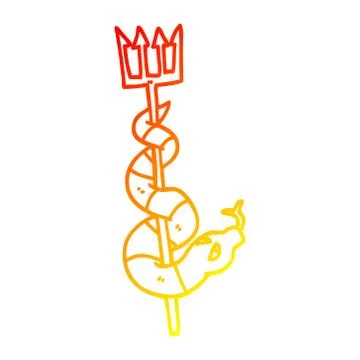 Warm gradient line drawing cartoon serpent on devils fork イラスト素材