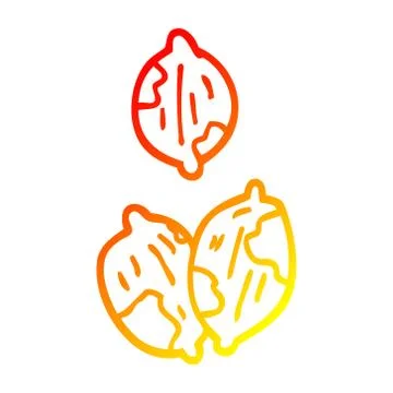 Warm gradient line drawing cartoon nuts in shells Stock Illustration