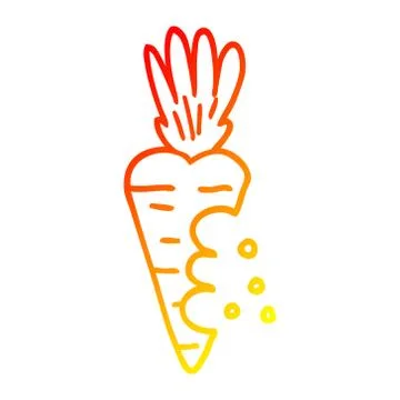 Warm gradient line drawing cartoon carrot with bite marks Illustrazione stock