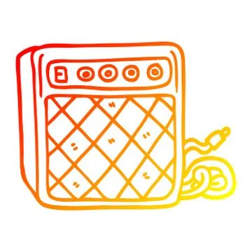 Warm gradient line drawing cartoon retro speaker system Stock Illustration