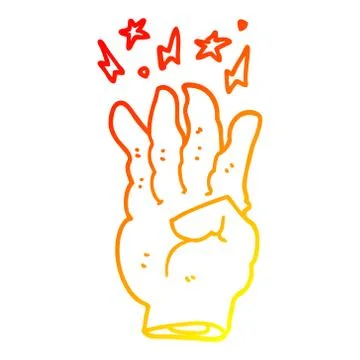 Warm gradient line drawing cartoon spooky magic hand Ilustração Stock
