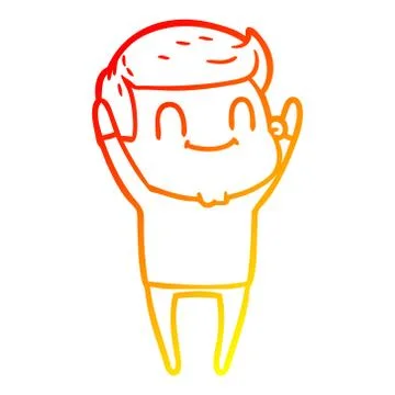 Warm gradient line drawing cartoon friendly man Stock Illustration