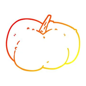 Warm gradient line drawing cartoon pumpkin squash Stock-Illustration
