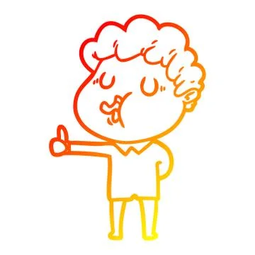 Warm gradient line drawing cartoon man singing Illustrazione stock