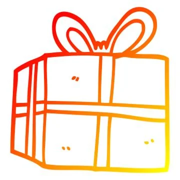 Warm gradient line drawing cartoon wrapped present Ilustración de archivo