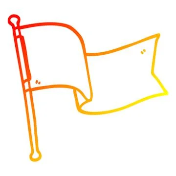 Warm gradient line drawing cartoon white flag waving Ilustração Stock