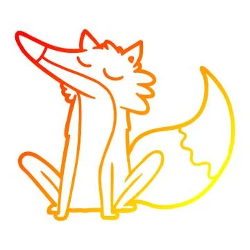Warm gradient line drawing cartoon wolf 스톡 일러스트