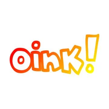 Warm gradient line drawing cartoon word oink Stock Illustration