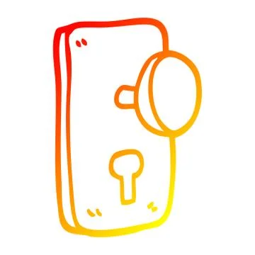 Warm gradient line drawing cartoon door handle Illustration