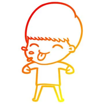 Warm gradient line drawing cartoon rude man Stock Illustration