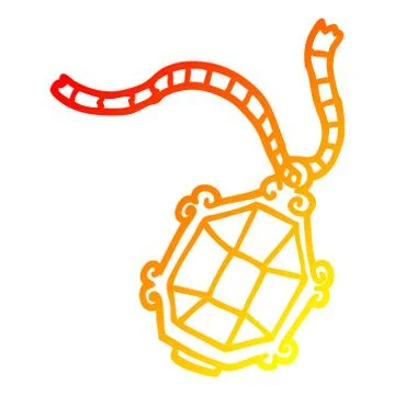 Warm gradient line drawing cartoon ruby necklace Illustrazione stock