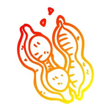 Warm gradient line drawing cartoon peanuts in shell Stock Illustration