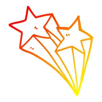 Warm gradient line drawing cartoon shooting stars Stock-Illustration