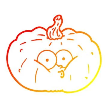 Warm gradient line drawing cartoon pumpkin Illustrazione stock