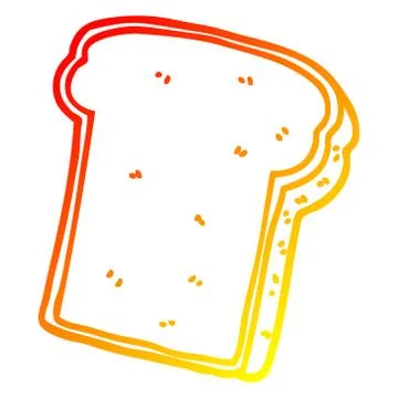 Warm gradient line drawing cartoon slice of bread Stock Illustration