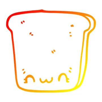 Warm gradient line drawing cartoon slice of bread Stock Illustration