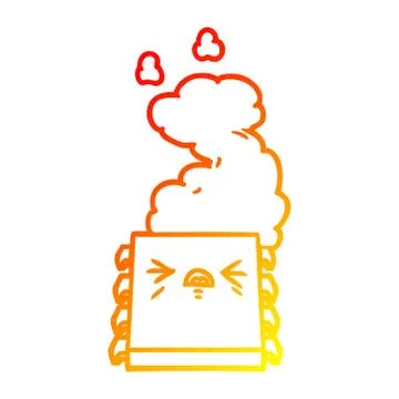 Warm gradient line drawing cartoon overheating computer chip 스톡 일러스트