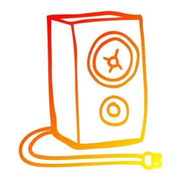 Warm gradient line drawing cartoon speaker Stock Illustration