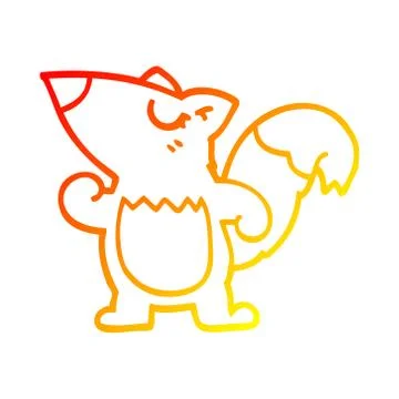 Warm gradient line drawing cartoon squirrel Stock Illustration