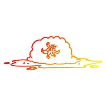 Warm gradient line drawing cartoon squashed tomato Stock Illustration