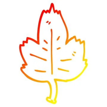 Warm gradient line drawing cartoon leaf 스톡 일러스트
