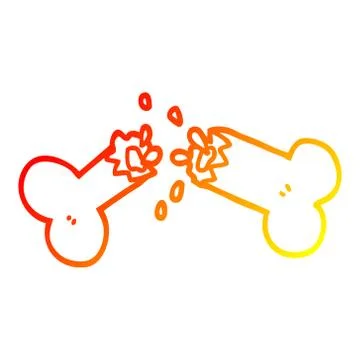 Warm gradient line drawing cartoon snapped bone Illustrazione stock