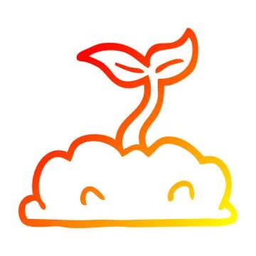 Warm gradient line drawing cartoon growing seedling Illustration