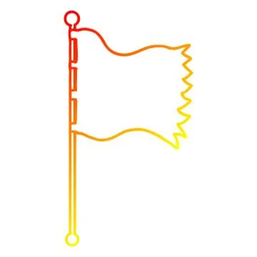 Warm gradient line drawing cartoon waving flag Ilustração Stock