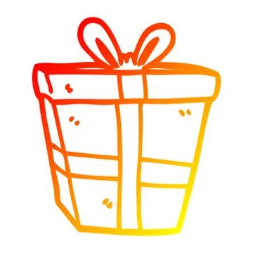 Warm gradient line drawing cartoon gift wrapped present Ilustración de archivo